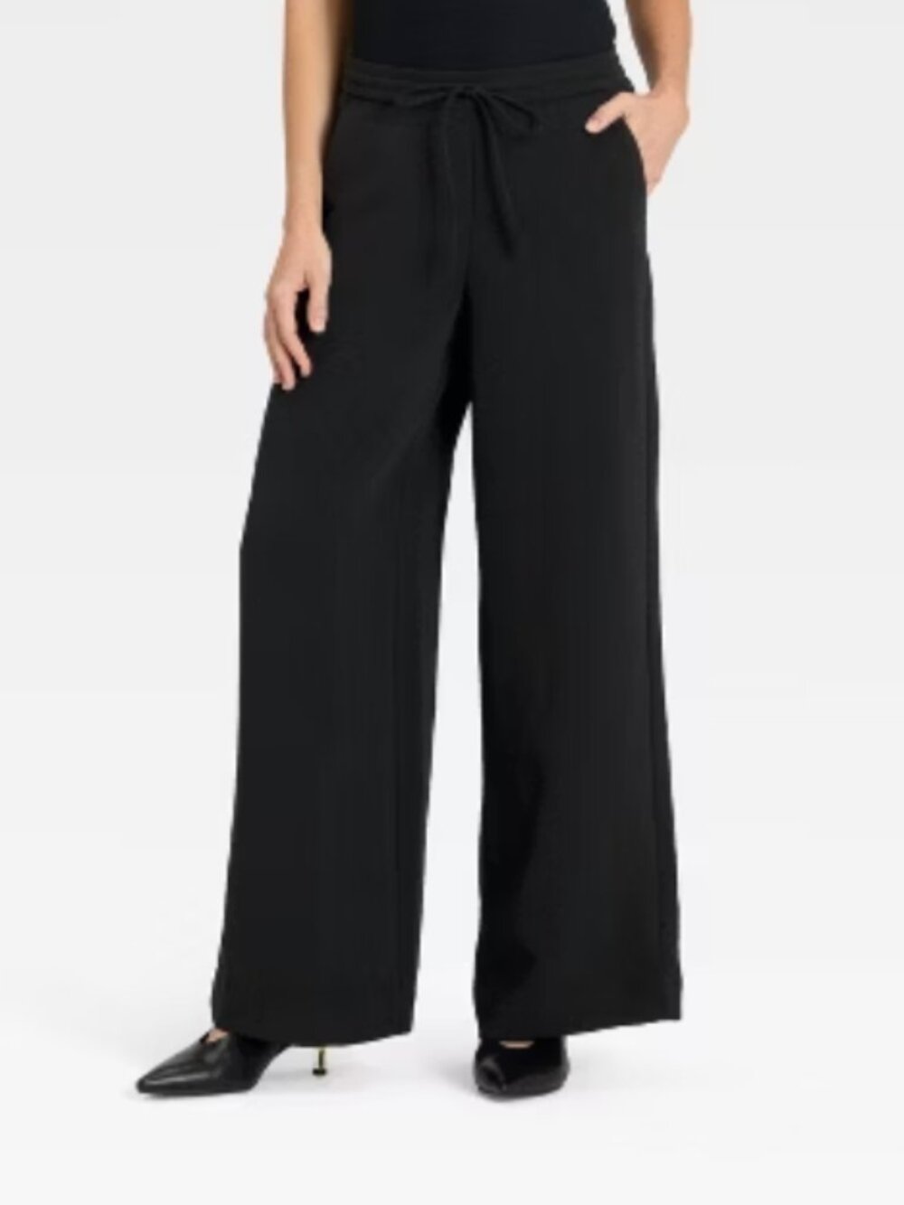 A New Day Mid-Rise Wide Leg Linen Pull-On Pants Beige